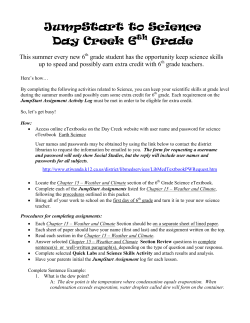 JumpStart to Science Day Creek 6 Grade
