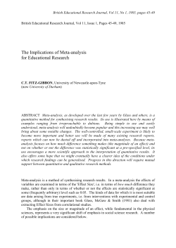 The Implications of Meta-analysis for Educational Research