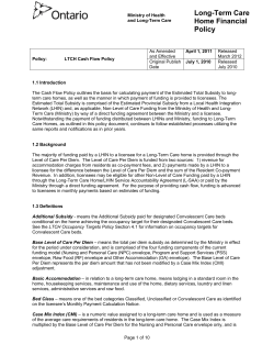 Long-Term Care Homes Financial Policy