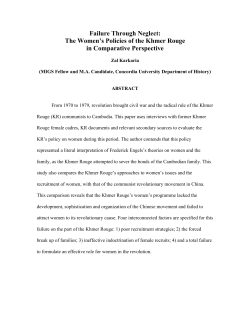 Failure Through Neglect: The Women`s Policies of the Khmer Rouge