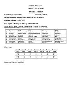 BOWLS CANTERBURY OFFICIAL DRAW SHEET
