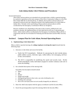 Code Adam/Amber Alert Policies and Procedures