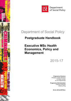 Executive MSc Health Economics, Policy and Management