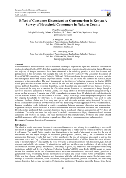 Effect of Consumer Discontent on Consumerism in Kenya: A Survey