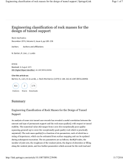 Engineering classification of rock masses for the design of tunnel
