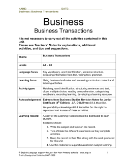 Business Transactions - English Language Support Programme