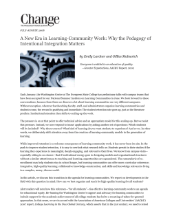 A New Era in Learning-Community Work - Washington Center