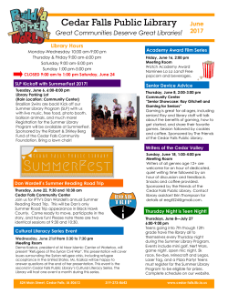 Library Newsletter - Cedar Falls Public Library
