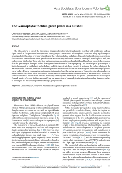 The Glaucophyta: the blue-green plants in a nutshell