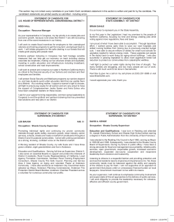 STATEMENT OF CANDIDATE FOR U.S. HOUSE OF
