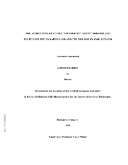 SOVIET BORDERLAND POLICIES IN THE UKRAINIAN SSR AND