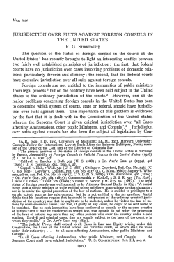 Jurisdiction Over Suits Against Foreign Consuls in the United States