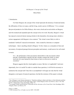 On Bergson&acirc;&bull;Žs Concept of the Virtual