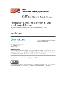 The Elephant in the Room: Europe in the 2015 British General Election