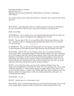 Dean Rusk Oral History Collection Rusk NN: Part 2 of 5 Dean Rusk