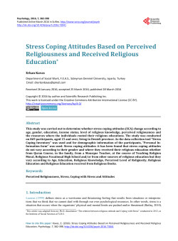 Stress Coping Attitudes Based on Perceived Religiousness and