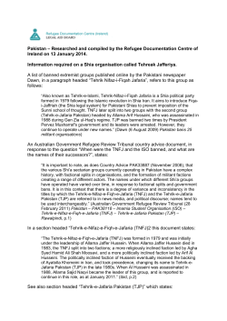 Pakistan – Researched and compiled by the Refugee