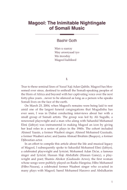 Magool: The Inimitable Nightingale of Somali Music
