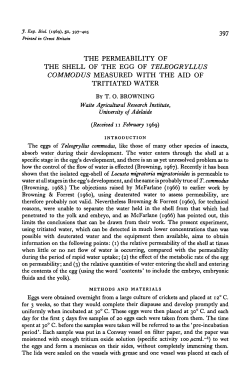 the permeability of the shell of the egg of teleogryllus commodus