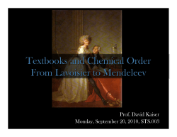 Textbooks and Chemical Order From Lavoisier to Mendeleev