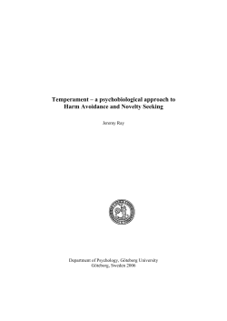 Temperament &ndash; a psychobiological approach to Harm