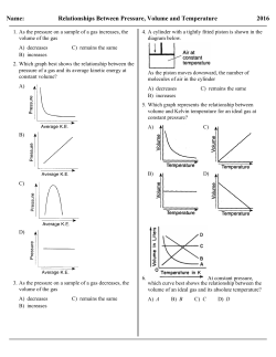 Pressure Volume and Temperature Relationships MC Questions