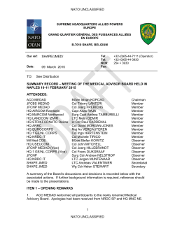 NATO UNCLASSIFIED 1 NATO UNCLASSIFIED SHAPE/JMED/ 09