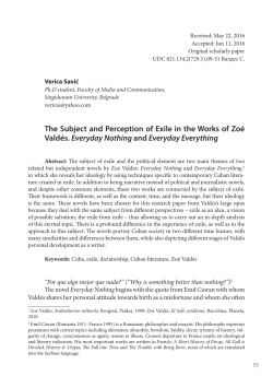 The Subject and Perception of Exile in the Works of Zoé Valdés