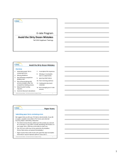 Avoid the Dirty Dozen Mistakes E