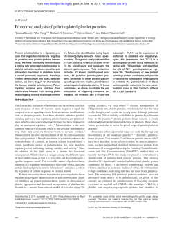 Proteomic analysis of palmitoylated platelet proteins