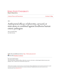 Antibacterial efficacy of phosvitin, carvacrol, or nisin alone or