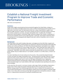 Establish a National Freight Investment Program to Improve Trade