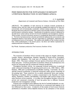 FEED RESOURCES FOR SUSTAINABLE RUMINANT LIVESTOCK