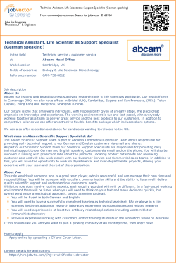 Technical Assistant, Life Scientist as Support Specialist