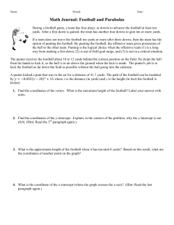 Math Journal: Football and Parabolas