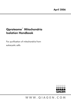 Qproteome Mitochondria Isolation Handbook