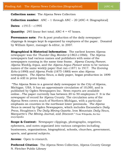 Collection name: The Alpena News Collection