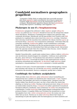 Condyloid normalisers geographers propellent