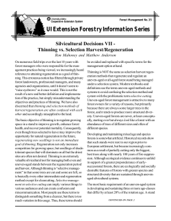 Thinning vs. Selection Harvest/Regeneration
