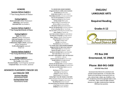Summer Reading List - Greenwood School District 50
