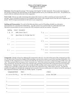History of the English Language Old English Text Analysis (200