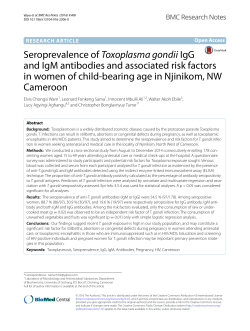 Seroprevalence of Toxoplasma gondii IgG and IgM antibodies and