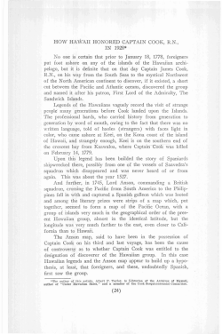 HOW HAWAII HONORED CAPTAIN COOK, R.N., IN 1928* No one is