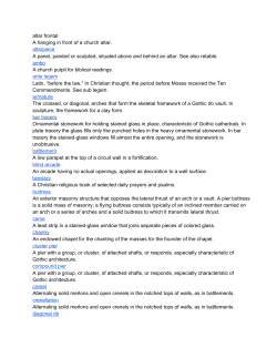 altar frontal A hanging in front of a church altar. altarpiece A panel