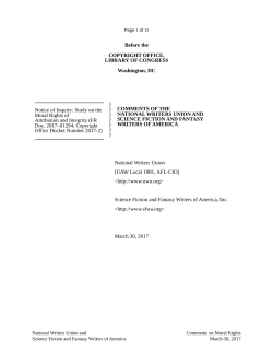 Comments of the NWU and SFWA on Moral Rights