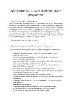 Mechatronics, 1. cycle academic study programme