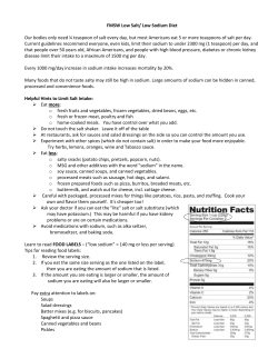 FMSW Low Salt/ Low Sodium Diet Our bodies only need &frac14;