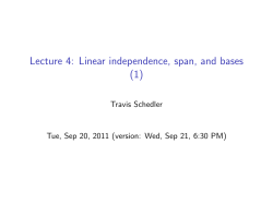 Lecture 4: Linear independence, span, and bases (1)