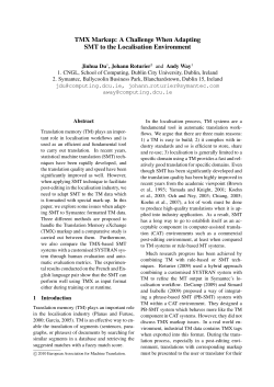 TMX Markup: A Challenge When Adapting SMT to - DORAS