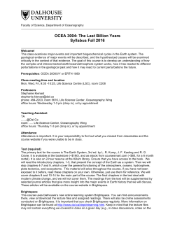 OCEA 3004: The Last Billion Years Syllabus